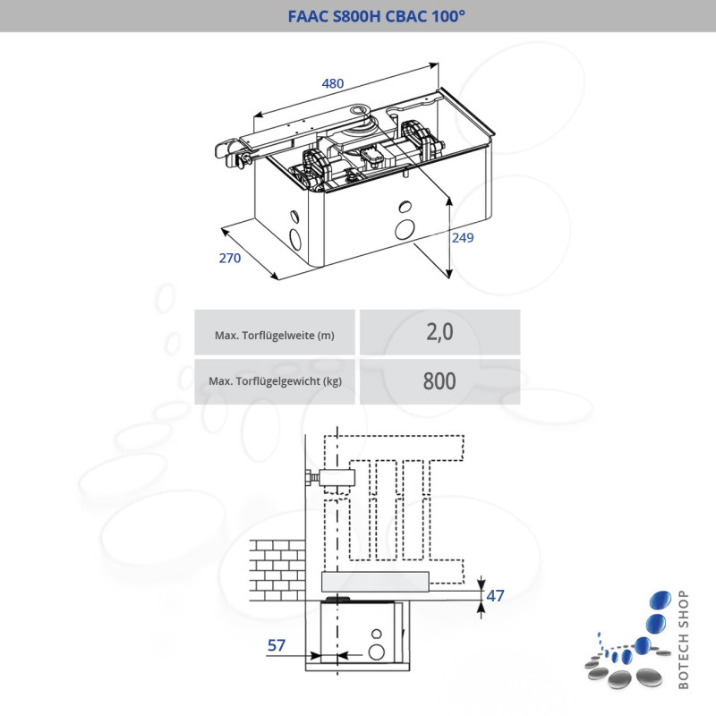 Unterflurantieb für Drehtor FAAC S800H CBAC 100